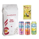 Кофе молотый 1кг, 3 пива безалкогольного и финиковые батончики